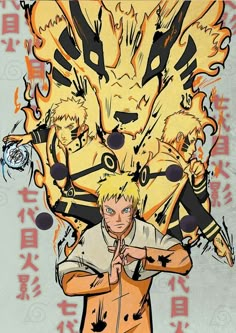 an anime character with yellow hair and black eyes