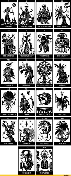 some black and white images with different designs on them, including an image of people