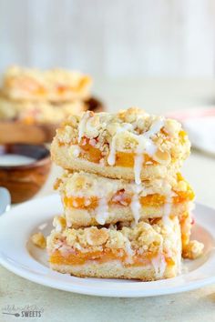 three dessert bars stacked on top of each other