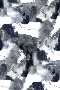 an abstract black and white painting with watercolors