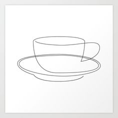 a drawing of a coffee cup and saucer