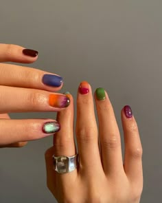 Victoria Paris Nails, Jewel Toned Nails, Unique Short Nails, Gay Nails, 2025 Nails, Gemstone Nails, Euphoria Vibes, Mens Nails, Hippie Nails