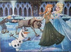 a puzzle with frozen princesses and the characters from disney's frozen world on it