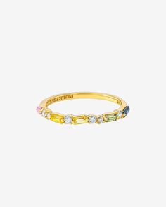 Suzanne Kalan Thin Mix Pastel Sapphire Half Band in 18k yellow gold Trend Jewelry, Suzanne Kalan, Jewelry Companies, White Diamonds, Eternity Bands, Diamond White, Or Rose, Rope Bracelet, Gold Bracelet