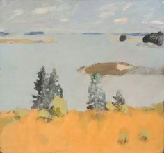 an oil painting of trees in the distance