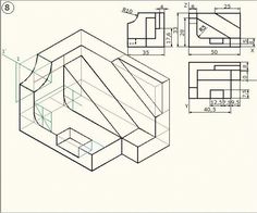 an architectural drawing of a house with the top and bottom section cut out to show details