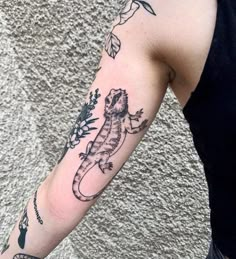 a person with a lizard tattoo on their arm