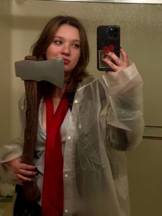 Female Patrick Bateman Costume, Patrick Bateman Costume Woman, Halloween Customer, Cosy Season, Classy Halloween Costumes, Rainwear Fashion