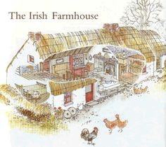 the irish farmhouse house with chickens and roosters