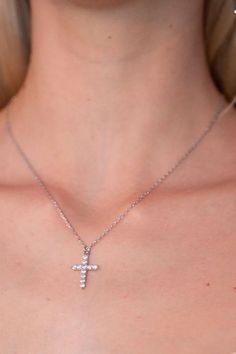 Dainty Chain Necklace, Rhinestone Cross, Cute Necklace, Cross Charms, Silver Rhinestone, Jewelry Inspo, Rhinestone Necklace, Silver Chain Necklace