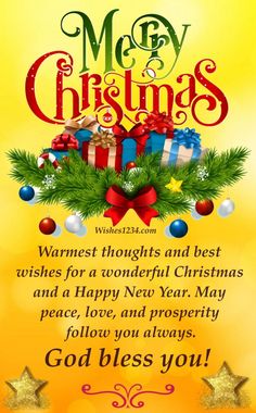 merry christmas card with presents on yellow background