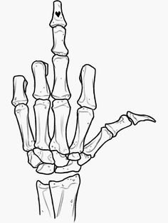 a hand that has been drawn in the shape of a skeleton's hand, with bones