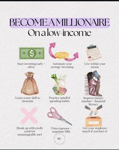 an info sheet with the words become a millionaire on it and other things to do