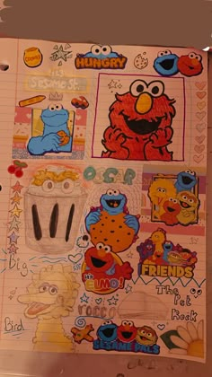 the sesame street stickers are on top of a piece of paper with some writing