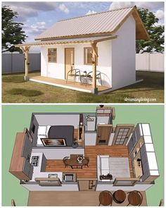 Micro House Plans, Granny Annexe, Small House Blueprints, Guest House Plans, Tiny House Village, Pod House, Smart House, Small Tiny House, Small House Layout