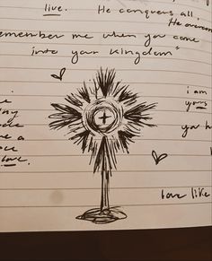 a handwritten note with an image of a cross and the words i love you like