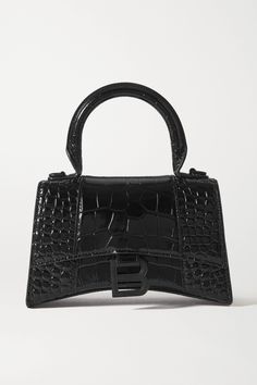 Immaculately sculpted silhouettes are part of Balenciaga's DNA - this tote has a curved shape that references an hourglass. Made in Italy from glossy croc-effect leather, the 'XS' size means it'll fit just your cards, keys and phone. Balenciaga Bag Mini, Balenciaga Hourglass Bag, Balenciaga Purse, Balenciaga Handbags, Luxury Purses, Balenciaga Bag, Small Tote, Coach Swagger Bag, Womens Purses