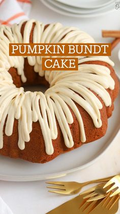 a bundt cake with white icing on a plate