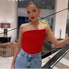 Questions? Leave A Comment Below! Top Bustier, Red Corset, Top Outfit, Types Of Jackets, Cropped Tops, Bustier Top, Asymmetrical Design, Solid Clothes, Zara Basic