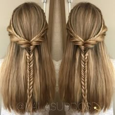 Braided Half Updo, Half Updo, Hoco Hair Ideas, Half Up Half Down Hair, Long Blonde, Long Straight Hair, Half Up Hair, Formal Hairstyles, Prom Hairstyles