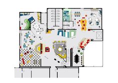 the floor plan for a children's playroom with furniture and toys in it