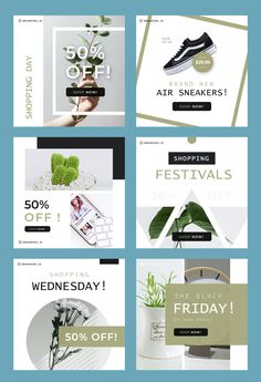 four different banners with the words black friday on them and an image of a plant