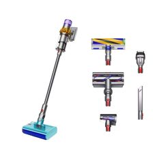 four different types of vacuum cleaners and attachments