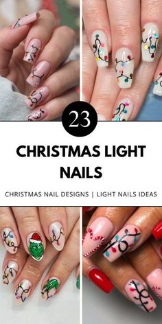 Elevate your holiday look with art designs featuring red and black Christmas lights. Perfect for short nails. Don’t miss out, save now! Christmas Light Nail Art, Simple Christmas Art, Cute Art Designs, Christmas Light Nails, Simple Art Designs, Holiday Manicure, Festive Nail Designs, Hot Nail Designs, Easy Manicure