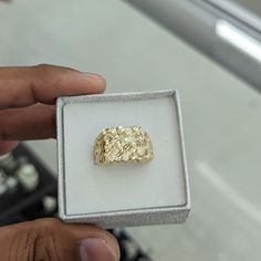 10kt Real Gold Nugget Ring For Men Size 11 Weight 4.24 Gm Top Part 14.2 *13.8mm Please Check The Picture Carefully To Understand The Size Of The Ring 100% Authentic Gold Not A Gold Filled Or Not A Gold Plated Never Change Color Or Never Fade Never Tarnish Comes In A Gift Box Gold Nugget Ring, Authentic Gold, Gold Nugget, Never Fade, Ring For Men, Never Change, Mens Accessories Jewelry, Real Gold, Color Change