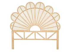 the headboard is made out of bamboo and has a large fan design on it