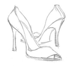 a drawing of a high heeled shoe with heels on the bottom and one side