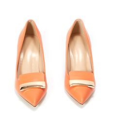 Shop Orange Women's Metal Buckle Pointed Toe Stiletto Pumps Work High Heels color Orange for Going out, Party, Work with worldwide Free shipping & Free return. Elegant Orange Heels For Spring, Orange Pointed Toe Heels For Work, Orange Heels For Workwear, Elegant Orange Pointed Toe Heels, Chic Orange Heels For Workwear, Chic Orange Heels For Work, Orange High Heels For Work, Formal Summer Shoe Clips, Orange Heels For Work