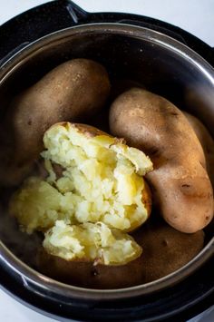 potatoes in an electric pressure cooker being cooked