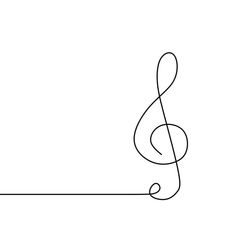 a black and white drawing of a treble