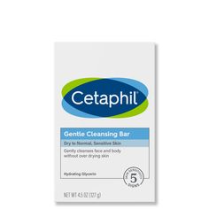 Cetaphil Gentle Cleansing Bar is specifically formulated to remove dirt, oil and other impurities. It has a rich lather and rinses clean without leaving a heavy residue or drying skin. It leaves your skin feeling refreshed and clean. CETAPHIL GENTLE CLEANSING BAR: Gentle cleansing action that won't dry out the skin, maintaining the skins natural moisture barrier WASHES AWAY GERMS AND BACTERIA IN 20 SECONDS: Contains surfactants that attract germs, bacteria and other impurities that have accumula Soap For Sensitive Skin, Facial Soap, Sensitive Skin Care, Best Soap, Body Cleanse, Best Moisturizer, Dermatologist Recommended, Moisturizer For Dry Skin, Body Moisturizer