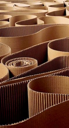 rows of brown corrugated paper stacked on top of each other