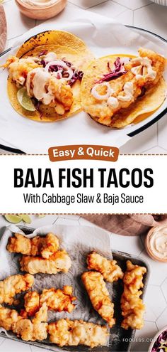 easy and quick baja fish tacos with cabbage slaw & bbq sauce