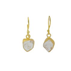 Brass is the base metal and gold plated up to 14k. Handcrafted raw stone Earring with semi-precious stones. Herkimer Diamond Earrings, Raw Stone Earring, Faux Flower Arrangements, Blue Calcite, Crystal Meanings, Semi Precious Stones, Herkimer Diamond, Raw Stone, Stone Earrings