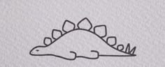 a stencil drawing of a dinosaur's head with spikes on its back