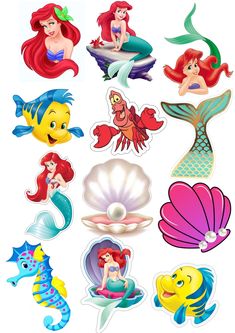 the little mermaid stickers are all different colors