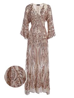 [US Warehouse] Apricot 1920s Sequined Maxi Cover-ups Dress – Retro Stage - Chic Vintage Dresses and Accessories 20s Themed Formal Dresses, 1920s Great Gatsby Dresses, Gataby Dress, 1920s Classy Dress, 1020s Dress, 1920s Inspired Dresses Wedding, Art Deco Maxi Dress, 1920's Fancy Dress, 1920s Fitted Dress