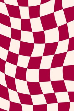 an abstract checkerboard pattern in red and white, as if it is moving