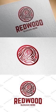 the red wood logo is shown in three different colors