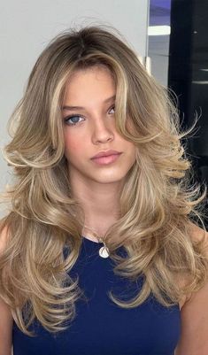 Easy trendy hairstyle ideas for long layered hairs Long Layers Long Bangs Hair, Prom Curtain Bangs Hairstyles, Blond Long Hair Layers, Hair With Lots Of Layers And Curtain Bangs, Layered Hair Blonde Medium, Hair Inspo Mid Length Curtain Bangs, Cute Layers For Long Hair, Layered Hair Cuts With Curtain Bangs, How To Have Fluffy Hair Girl