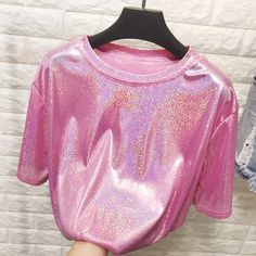 Aesthetic Harajuku Women Stylish Sequin Silk Tshirt L0127 Club Aesthetic, Harajuku Women, Silk T Shirt, Clubbing Aesthetic, Summer Retro, Women Tshirt, Retro Mode, Collars For Women, Loose Shorts