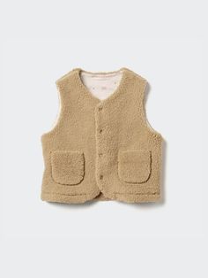 - Curved neckline. - Available in Sizes 60 to 110. - Name label on the inside.  - The images shown may include colors that are not available.  Product ID: 469631 Curved Neckline, Crochet Clothes Ideas, Name Label, Fleece Vest, Baby Outfits, Clothes Ideas, Crochet Clothes, Uniqlo, Newborn Baby