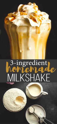 three ingredient homemade milkshake with whipped cream