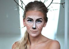 Halloween makeup  for women Pretty Halloween Makeup, Female Deer, Eyeliner Designs