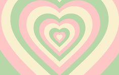 several hearts are arranged in the shape of a heart on a green and pink background