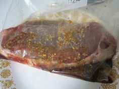 a piece of meat in a plastic bag